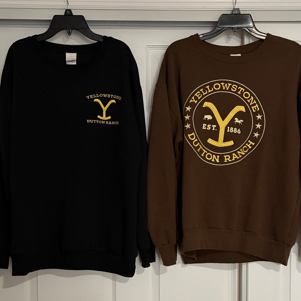 Yellowstone Dutton Ranch Crewneck Sweatshirt - Black & Brown NWT bundle size L